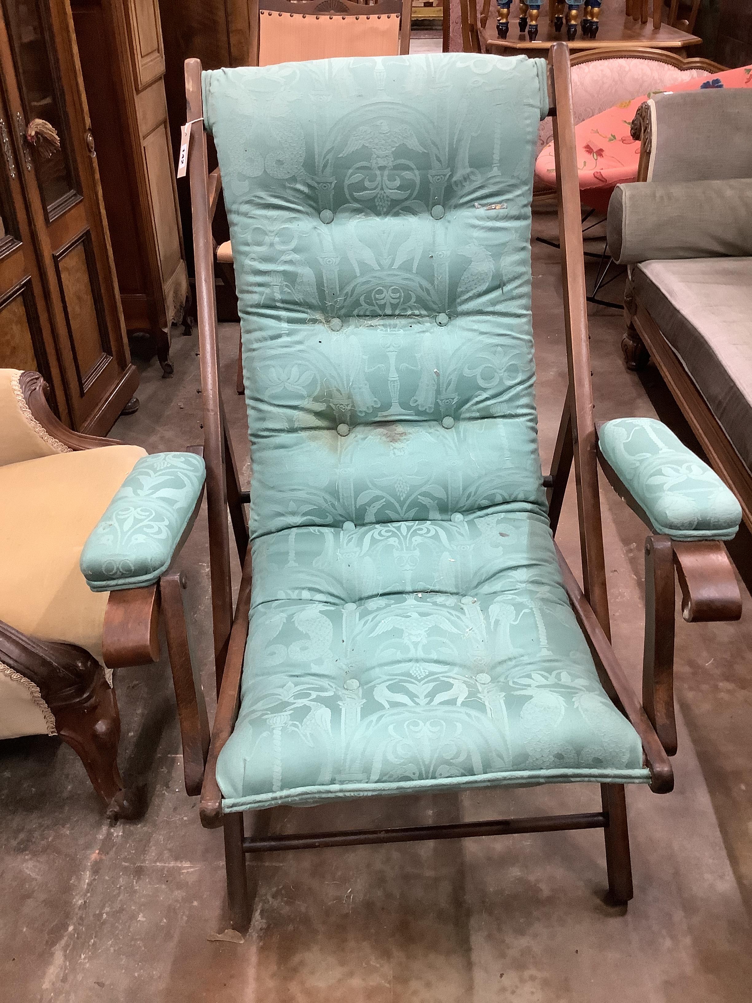 Two Edwardian beech folding garden chairs